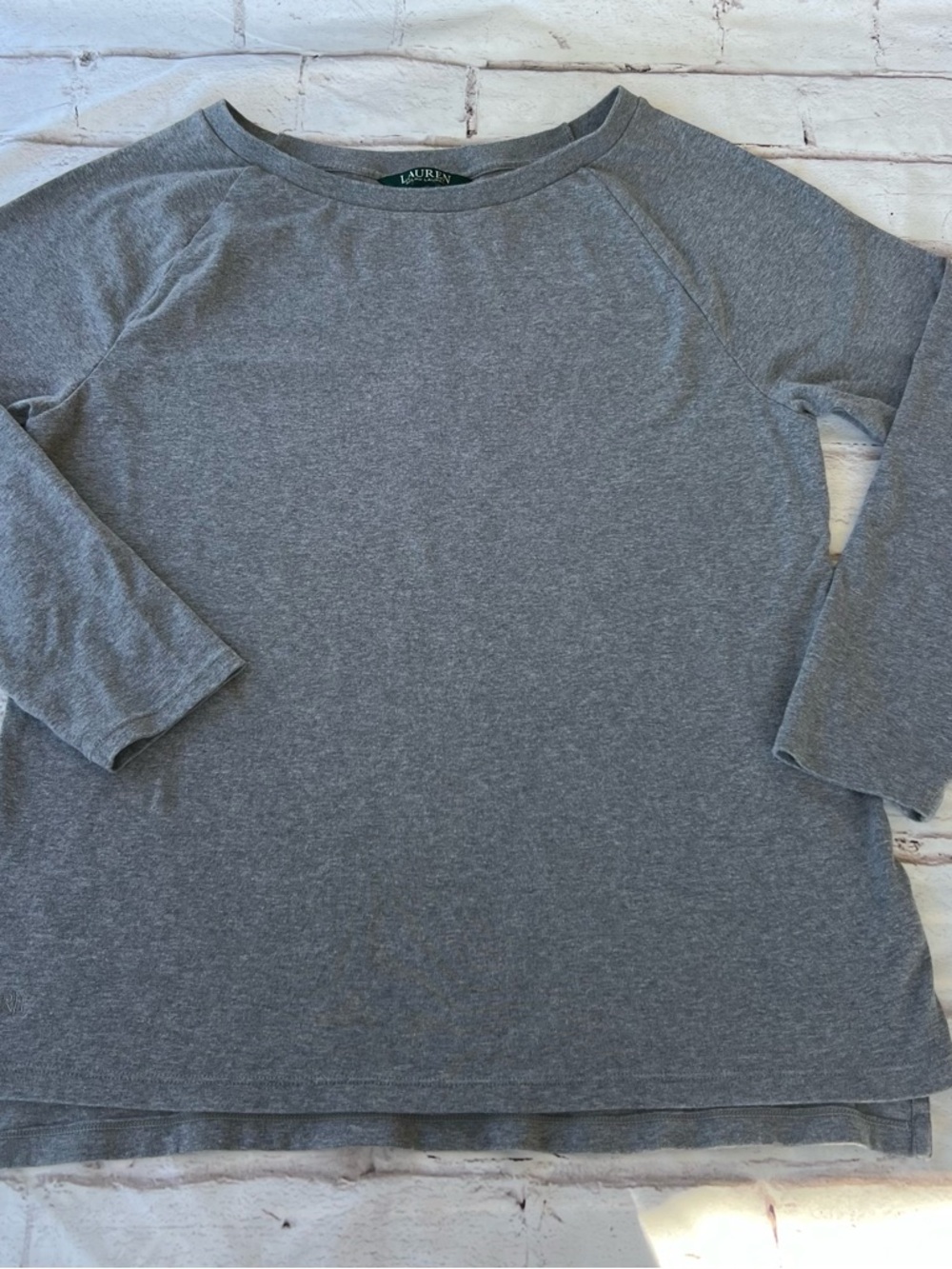 Lauren Ralph Lauren Gray Raglan Long Sleeve Top
